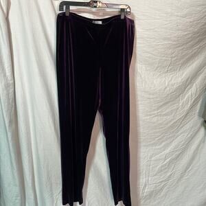 Sybelle purple velvet XL pullon elastic waist pants four way stretch euc